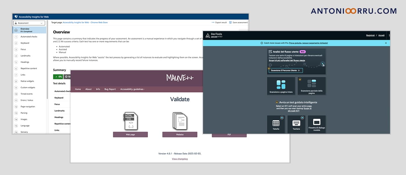 I migliori tools che consentono di effettuare un audit di accessibilità su un sito web.